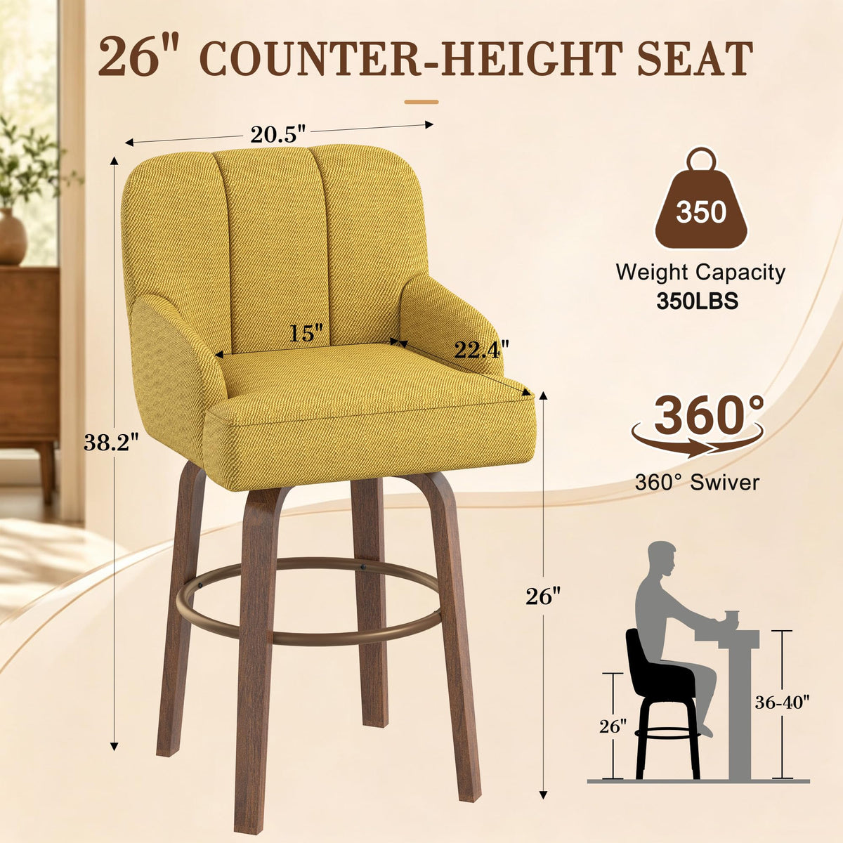 HOMREST swivel counter height bar gallery