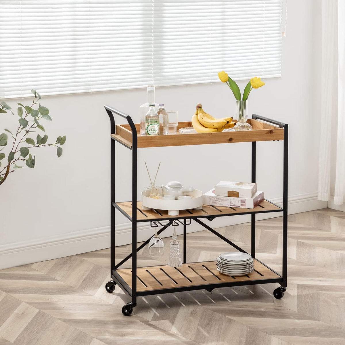 HOMREST folding bar cart kitchen gallery