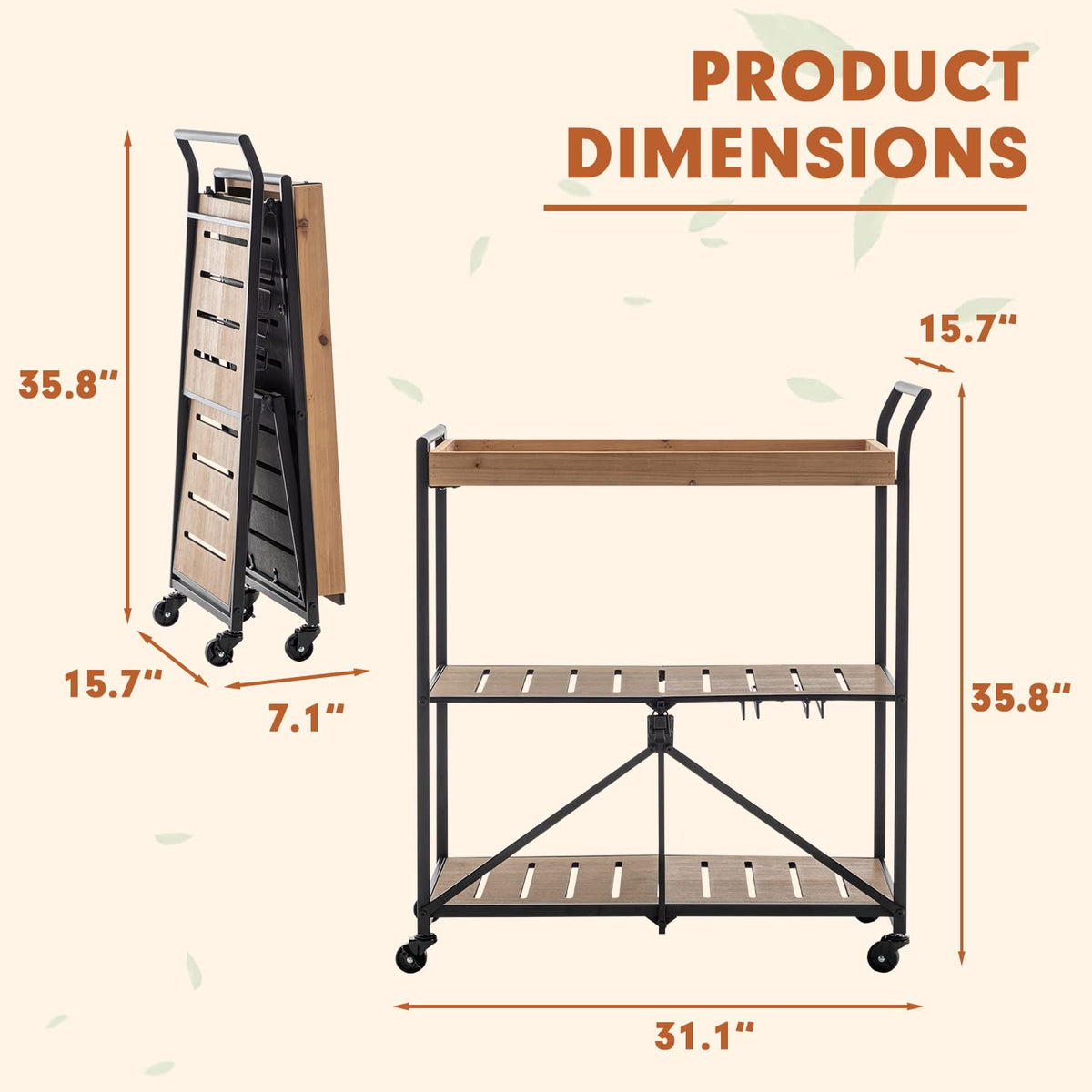 HOMREST folding bar cart kitchen gallery