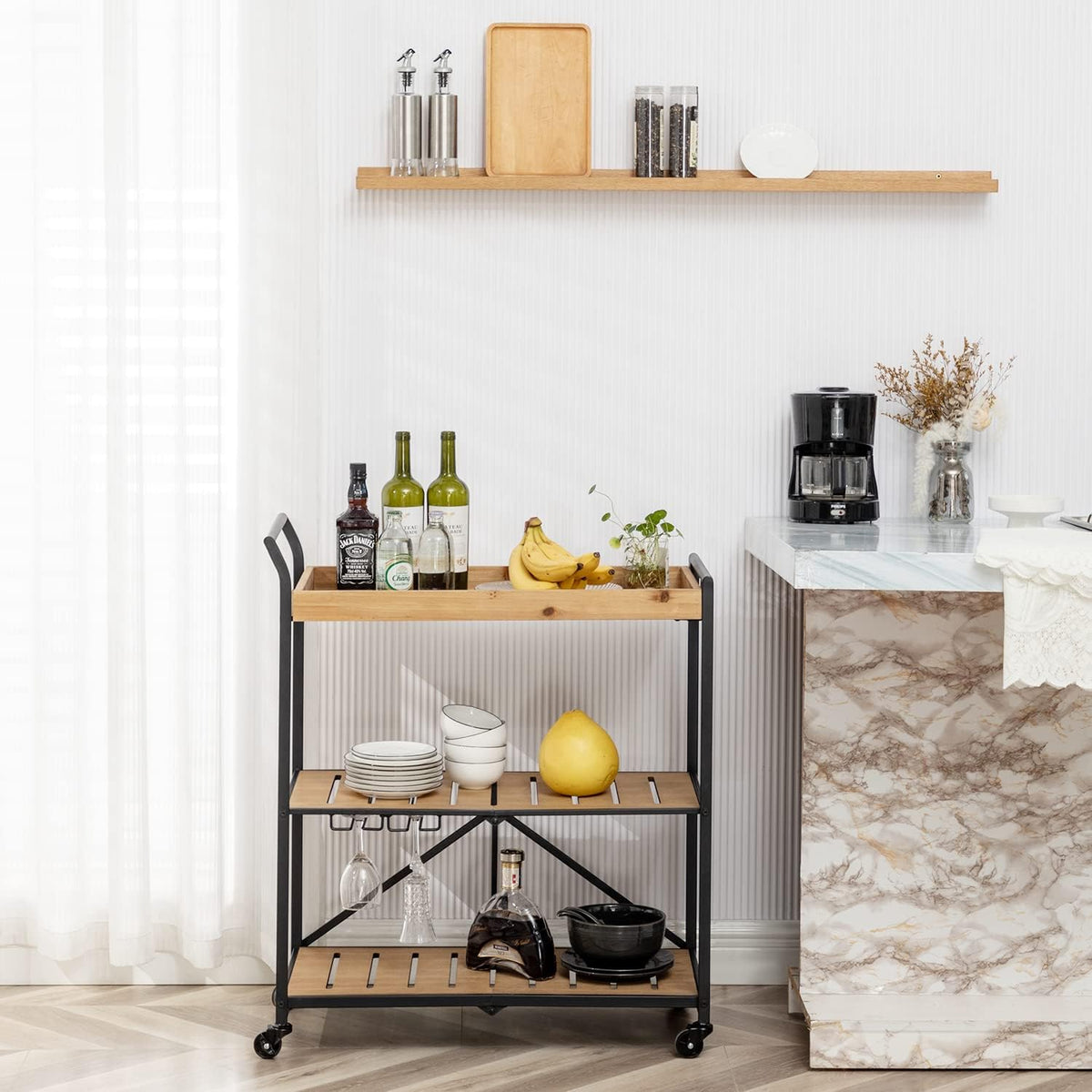 HOMREST folding bar cart kitchen gallery