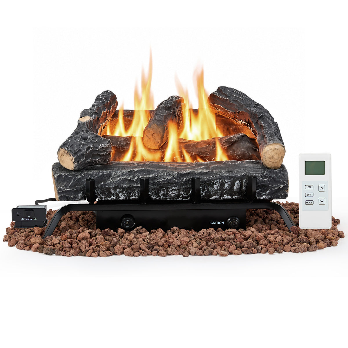 HOMREST 20 inch ventless propane fireplace logs black product image 3