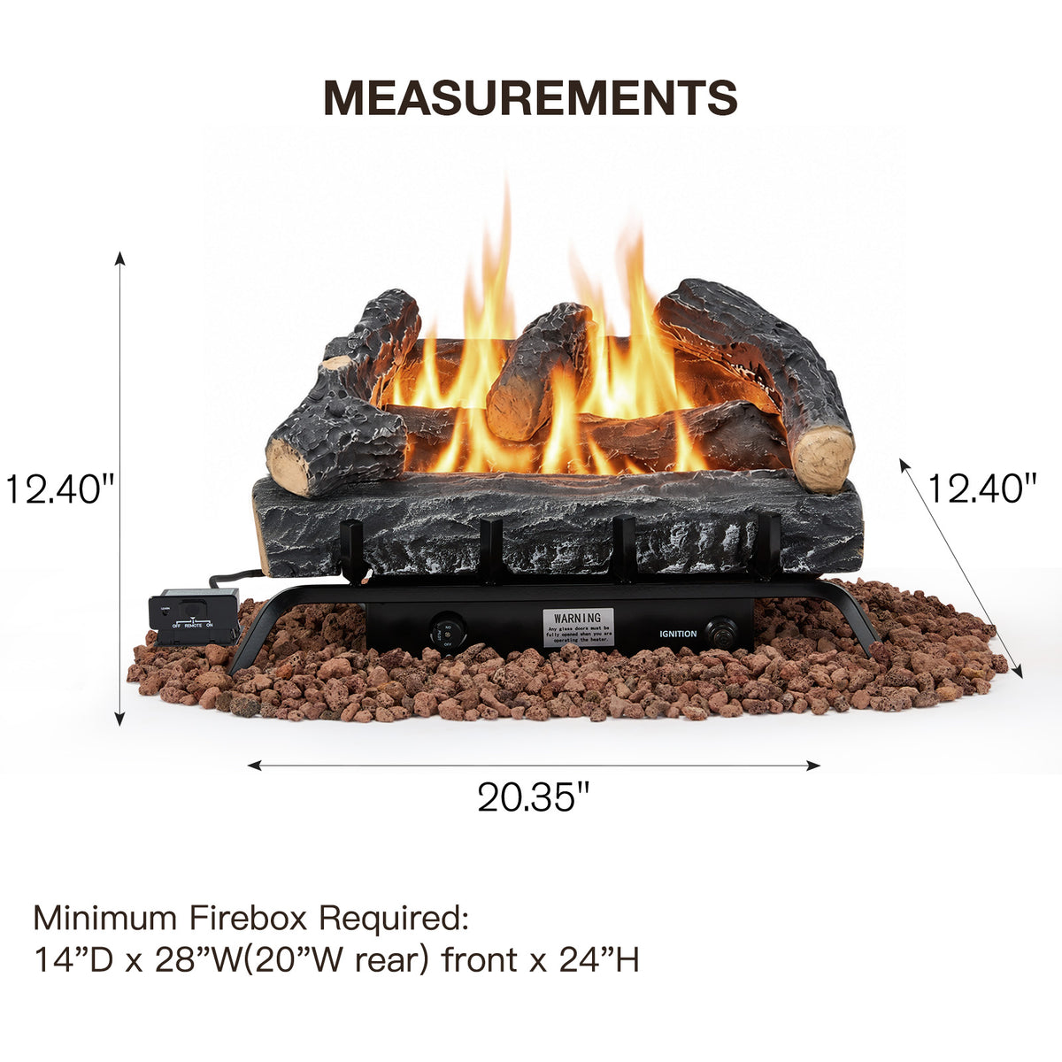 HOMREST 20 inch ventless propane fireplace logs black product image 4
