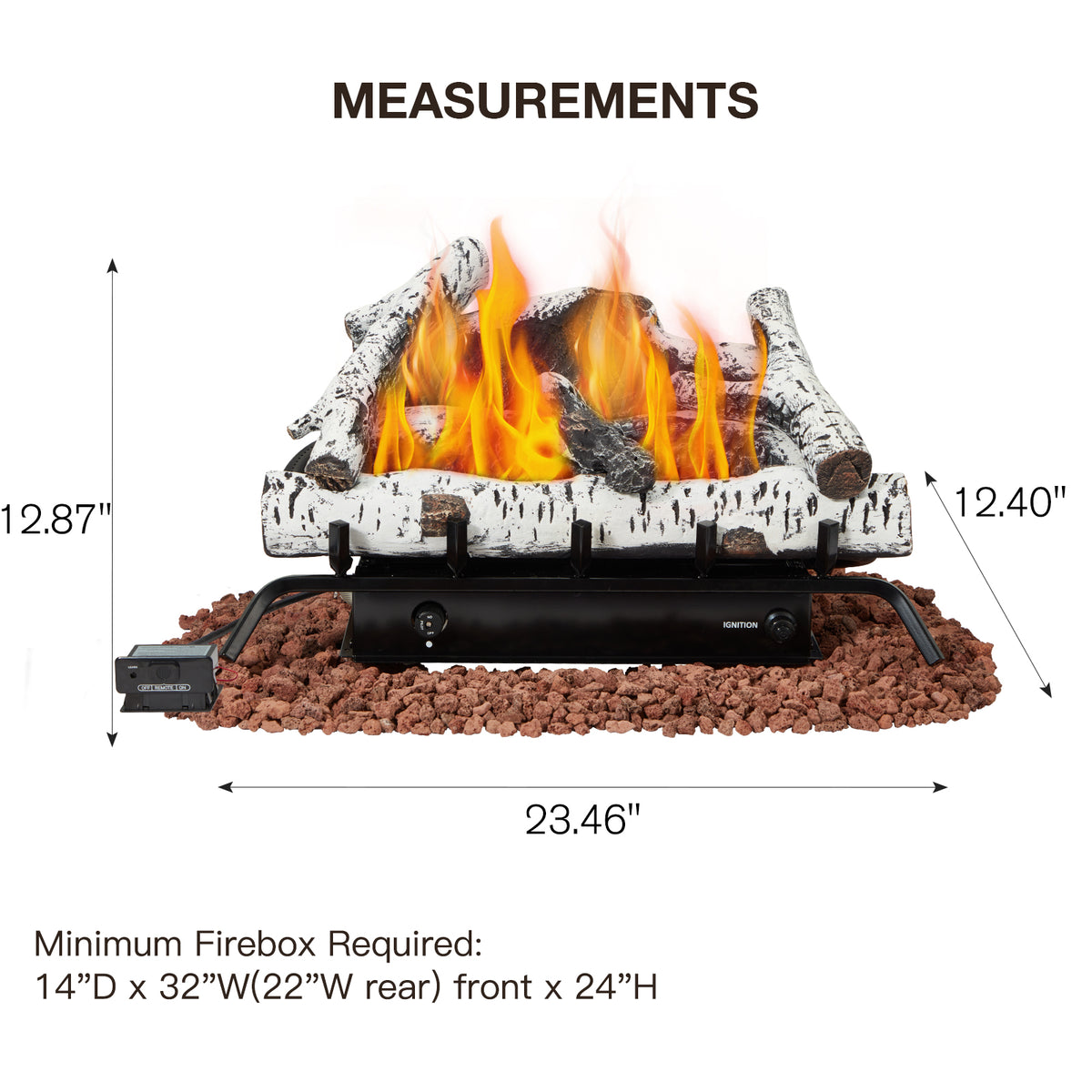 HOMREST 24 inch white LP propane ventless fireplace logs product image 3