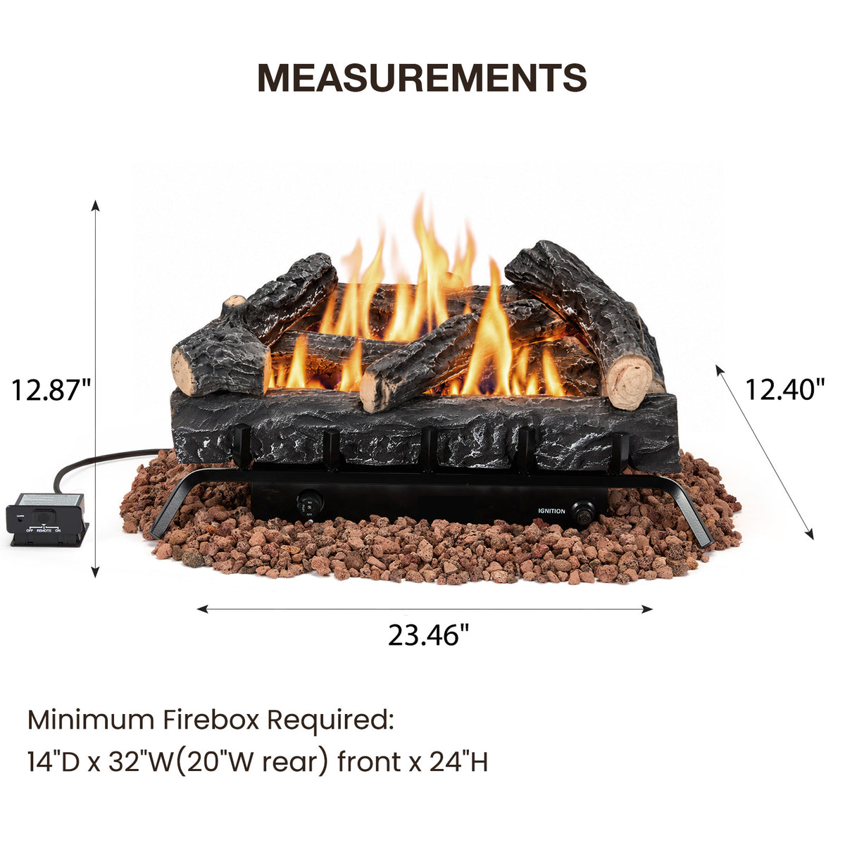 HOMREST 24 inch black natural gas ventless fireplace logs product image 4