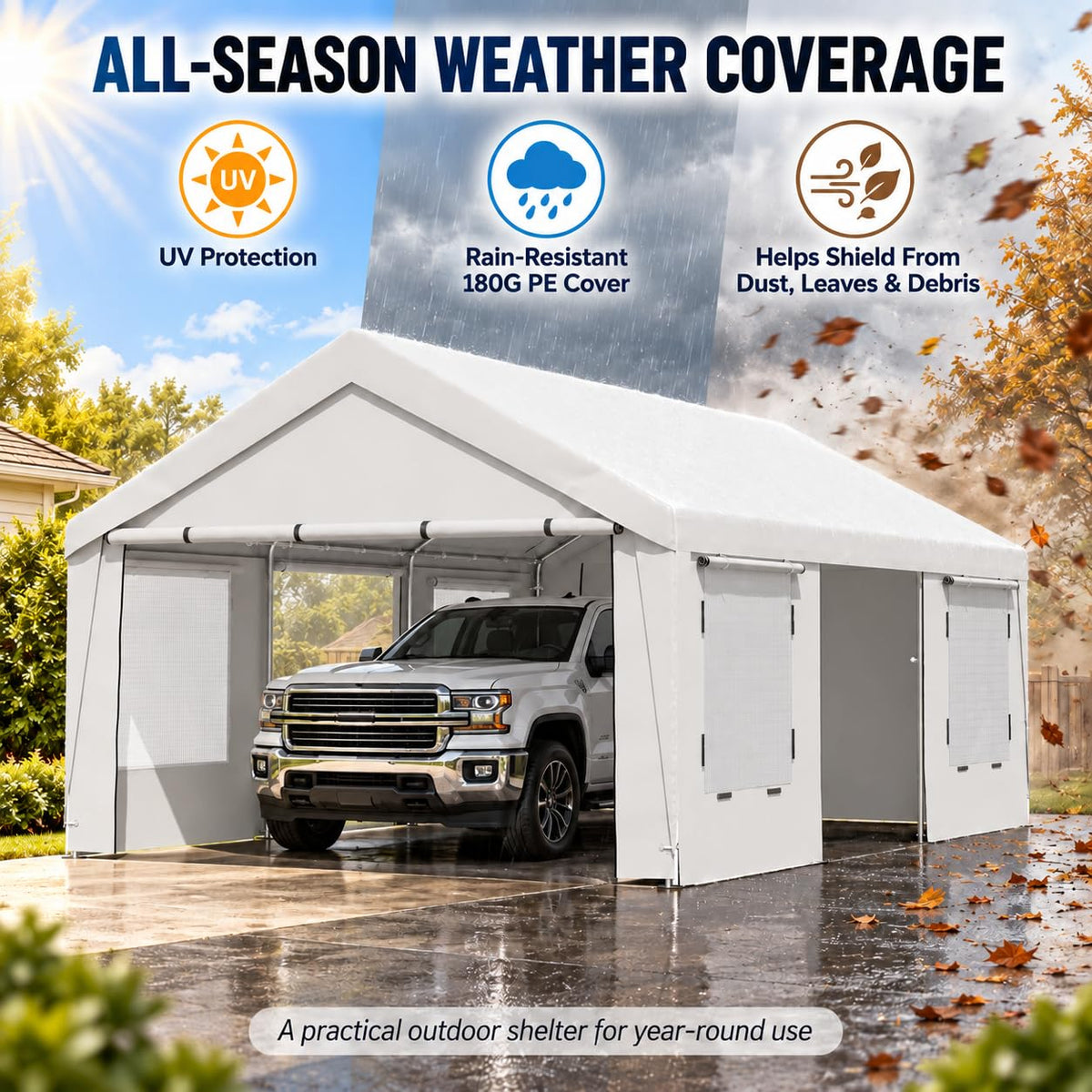 HOMREST 13x20 white heavy duty carport product image 4