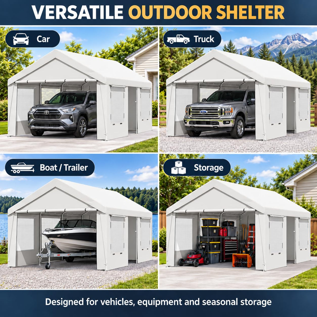 HOMREST 13x20 white heavy duty carport product image 6