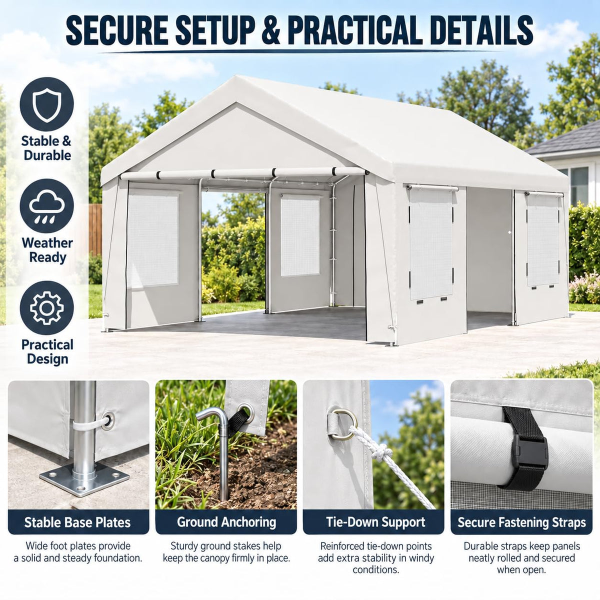HOMREST 13x20 white heavy duty carport product image 7