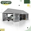HOMREST 12x24 gray heavy duty carport product image 8