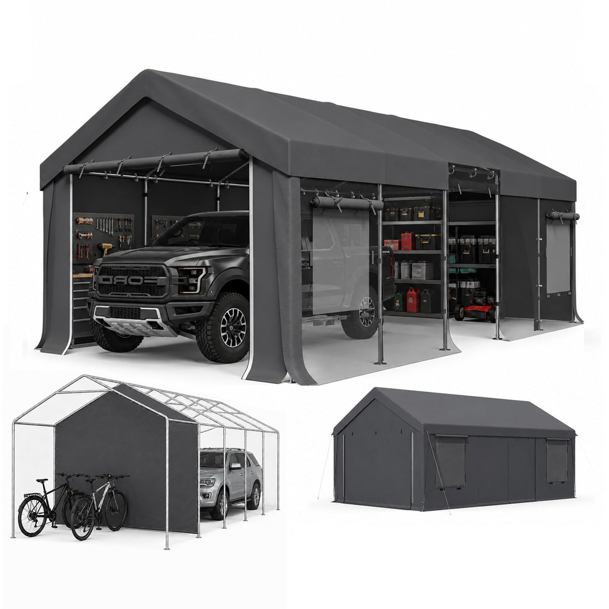 HOMREST 13x24 gray heavy duty carport product image 1