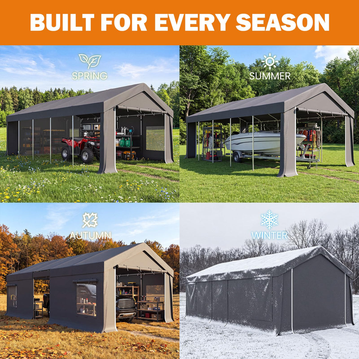 HOMREST 13x24 gray heavy duty carport product image 5