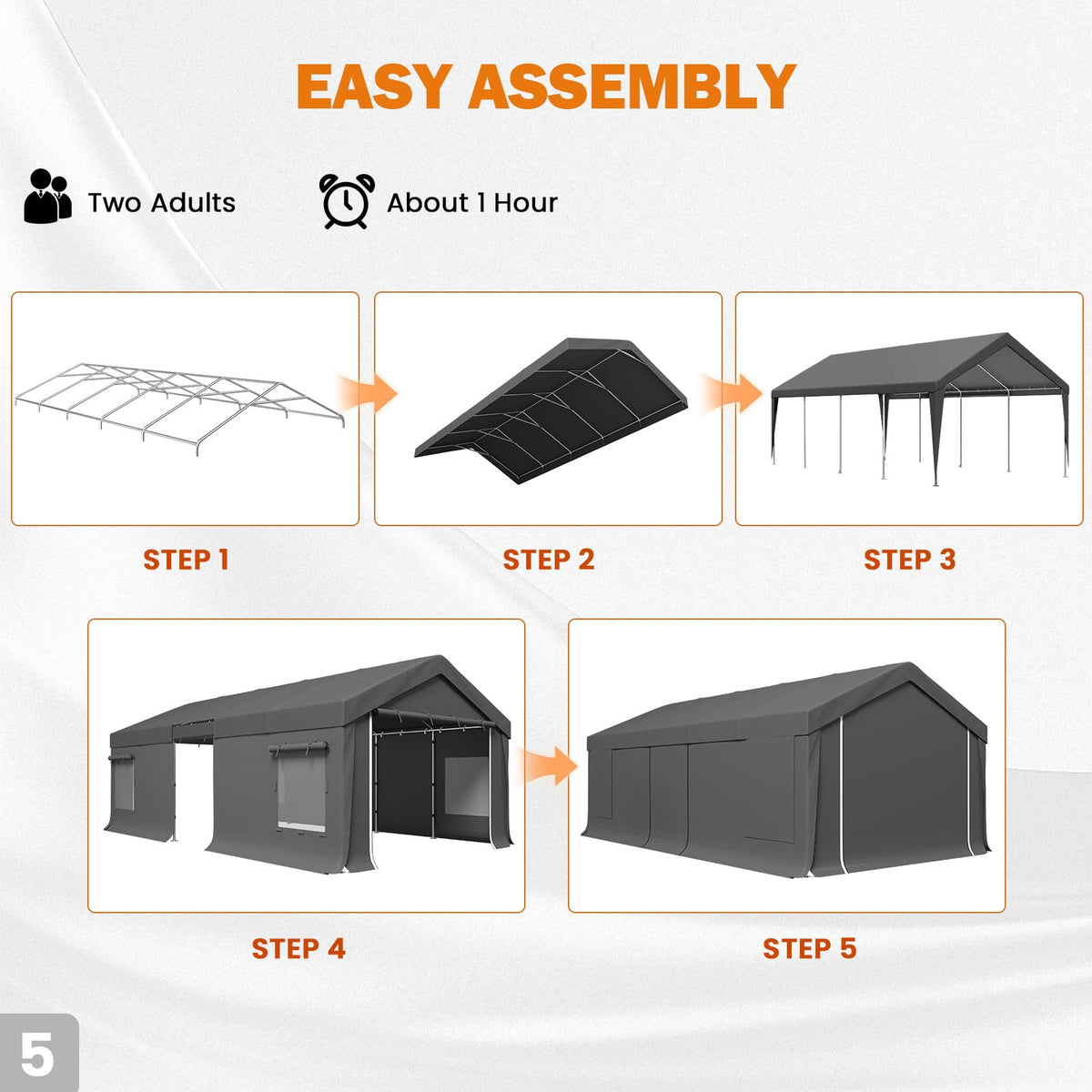 HOMREST 13x24 gray heavy duty carport product image 6