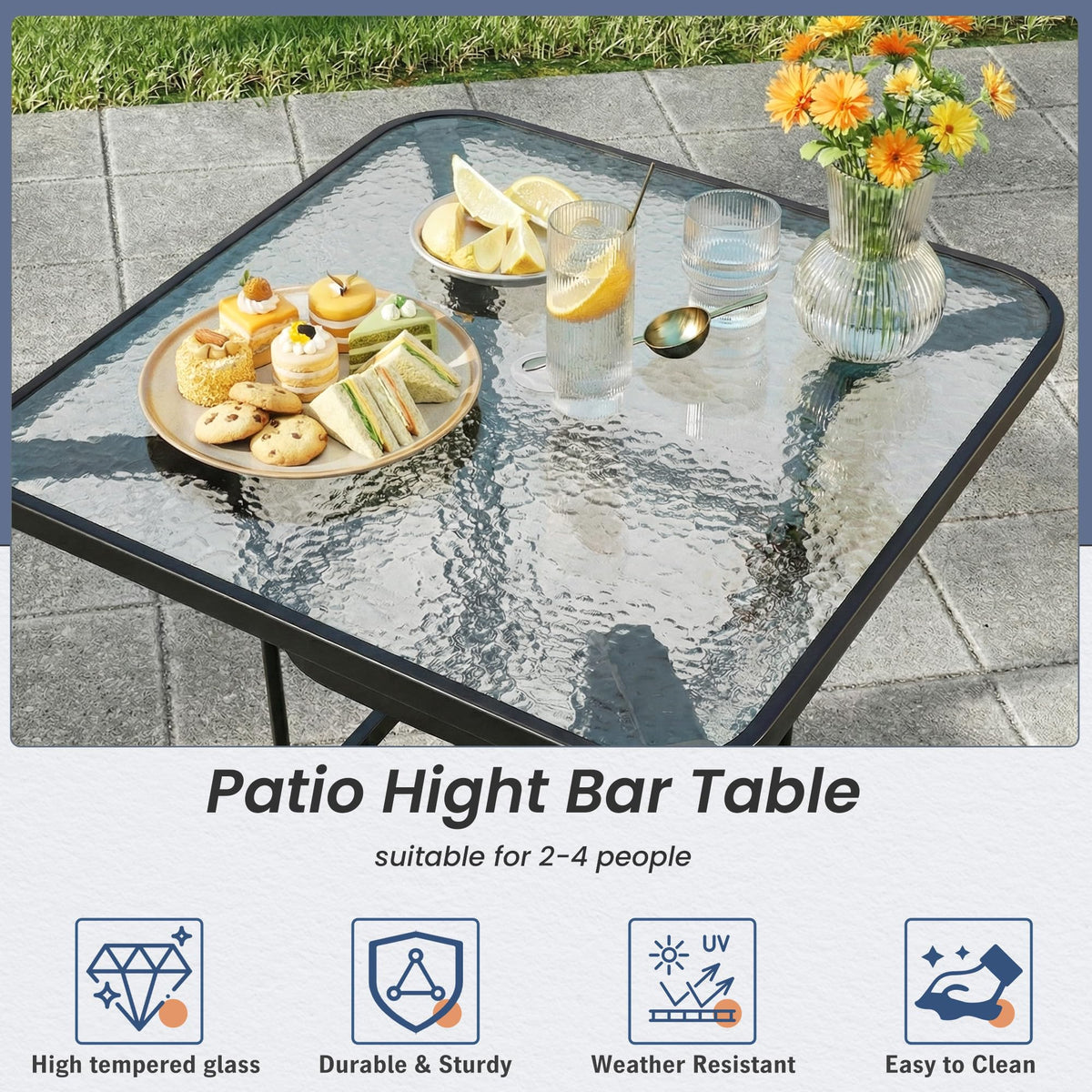HOMREST 40 inch black patio bar table product image 4