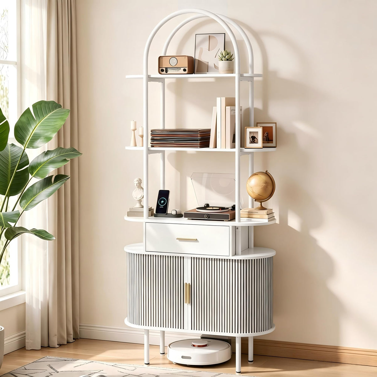 HOMREST arched bookshelf 71 tall main