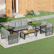 HOMREST 5 Pieces Patio Set Outdoor Furniture Sets Modern Chair Conversation Sets with Coffee Table for Yard and Bistro, Grey