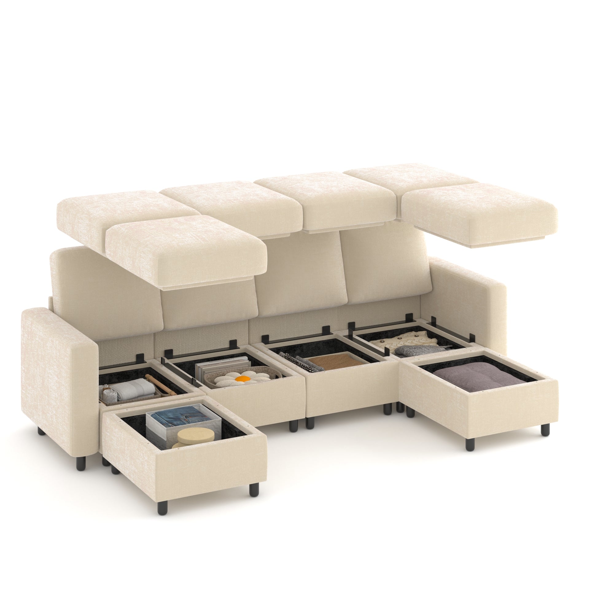 After-Sales Purchase Only – 6  Piece Modular Sectional Couch Box A and Box B