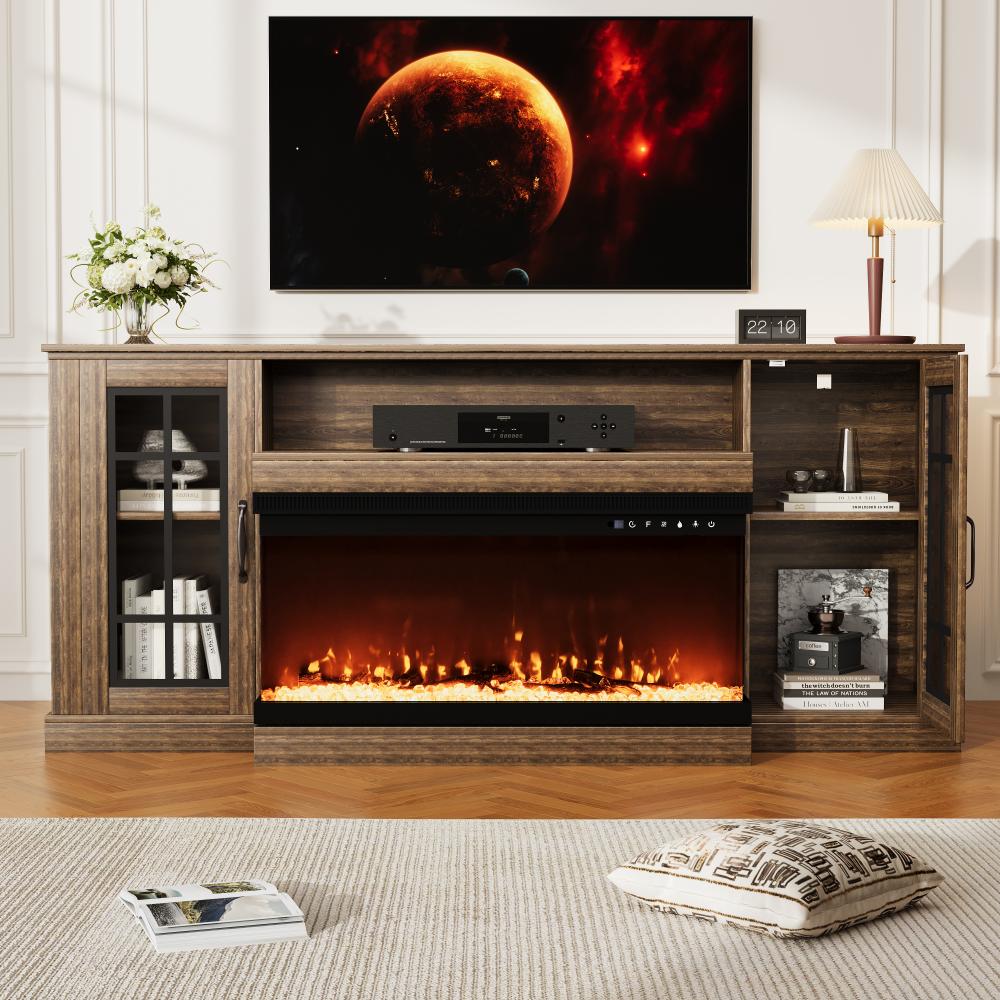 brown-tv-stand-with-fireplace​