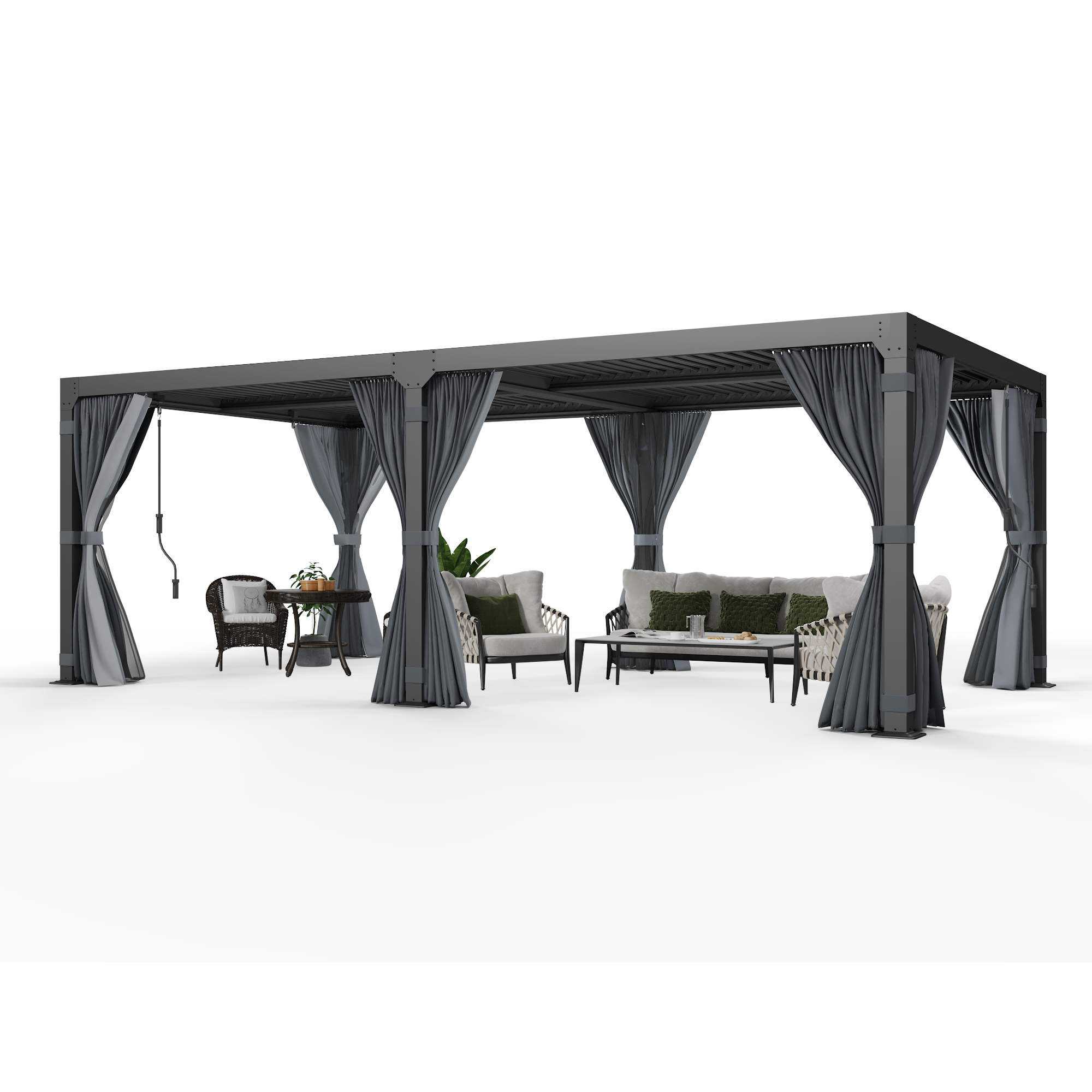HOMREST Louvered Pergola 12x24 with Aluminum Frame, Gray-Black