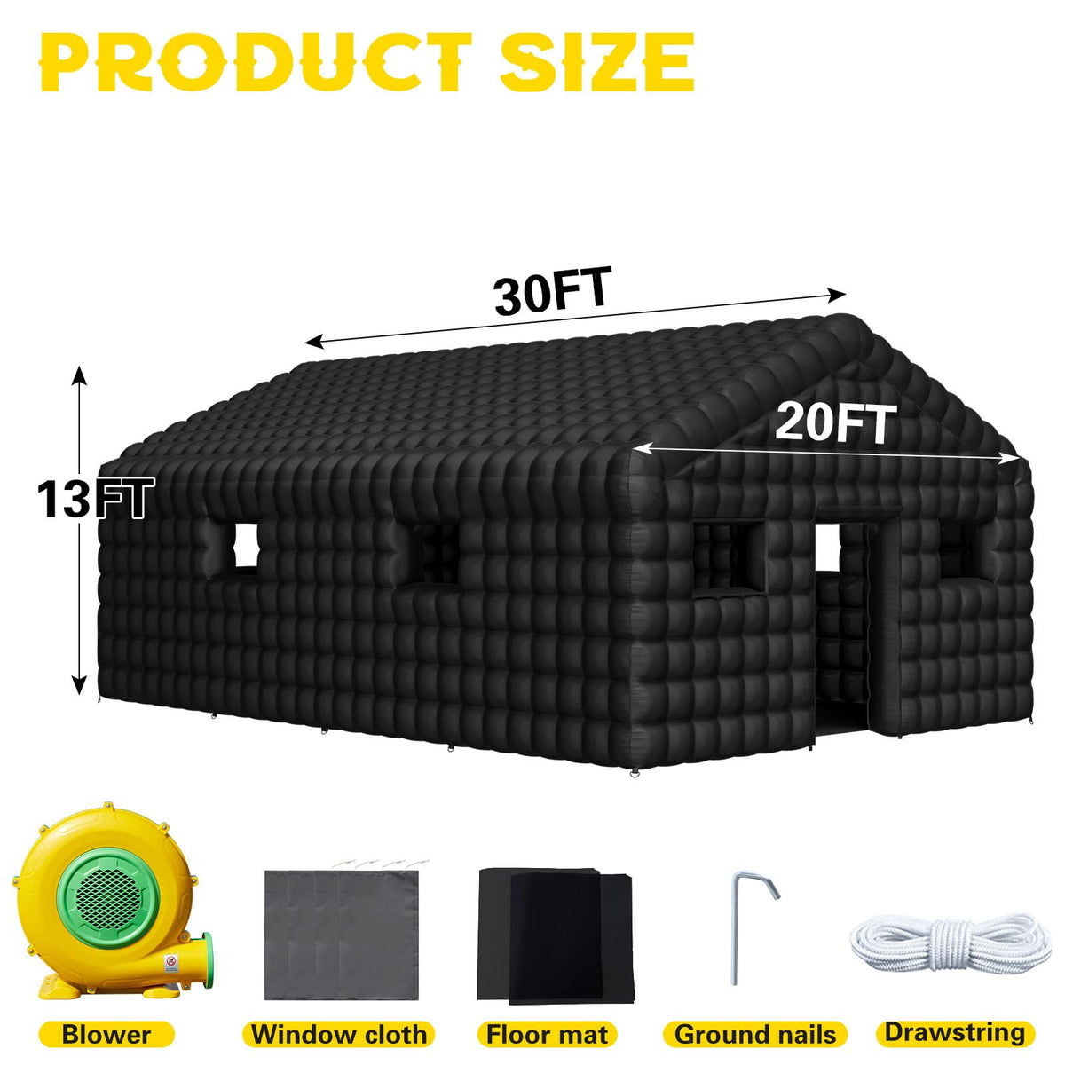 HOMREST 30x20x13 ft inflatable nightclub black product image 2