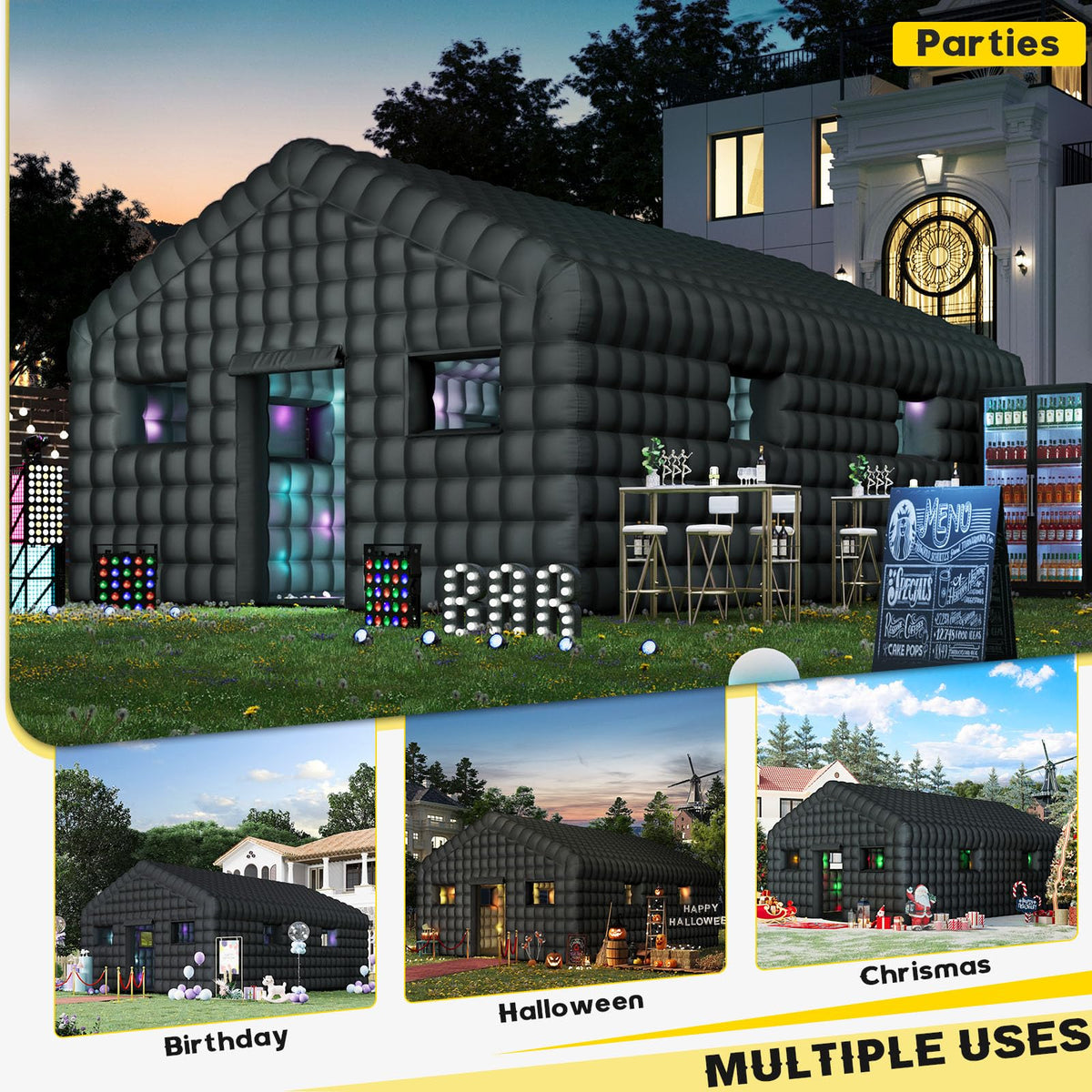 HOMREST 30x20x13 ft inflatable nightclub black product image 8