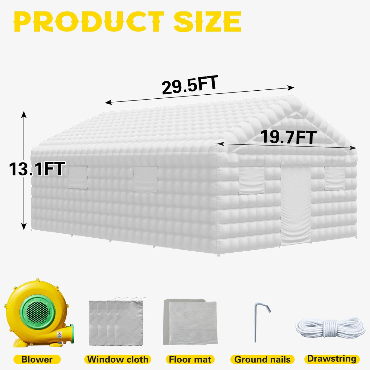 HOMREST 30x20x13 ft inflatable nightclub white product image 2