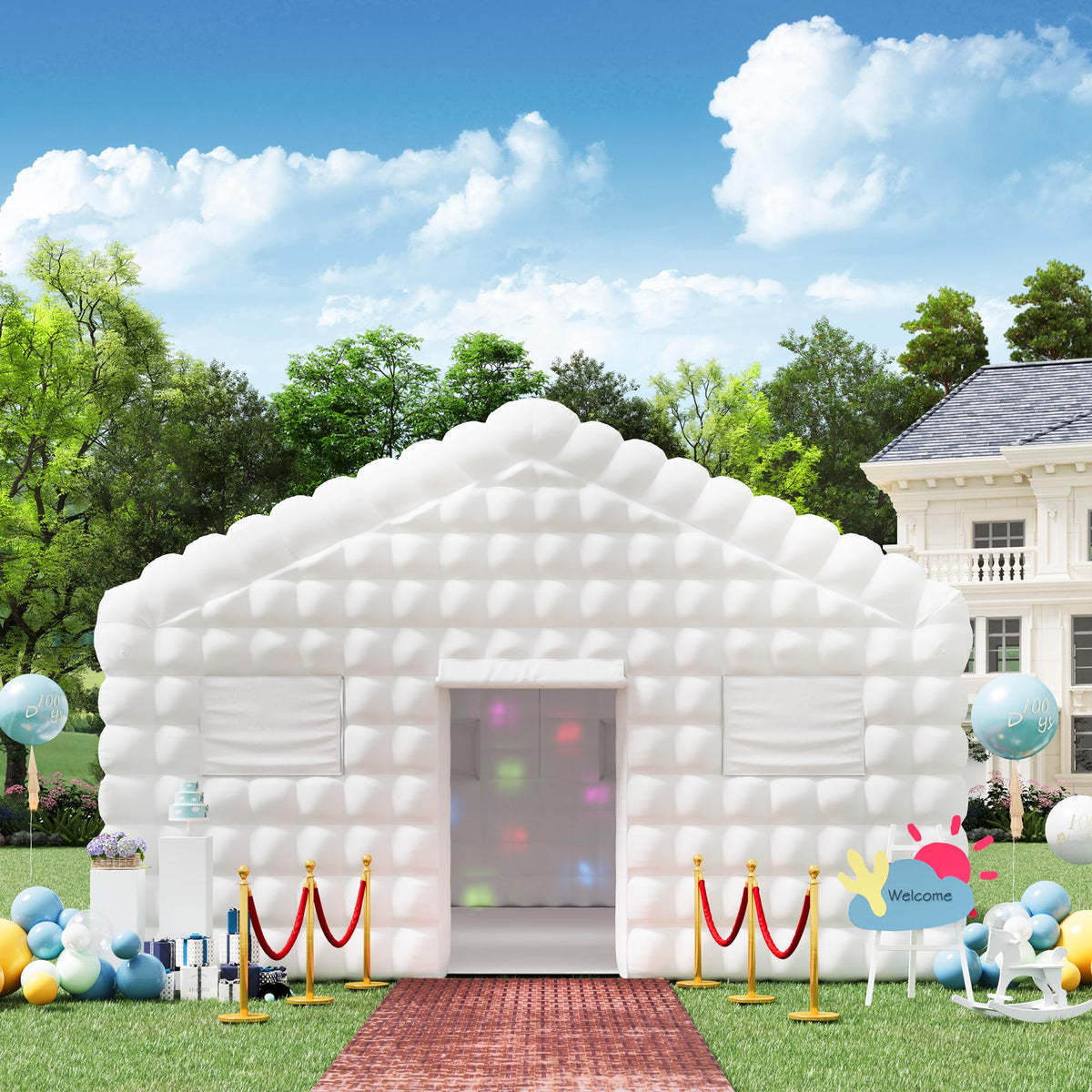 HOMREST 30x20x13 ft inflatable nightclub white product image 9