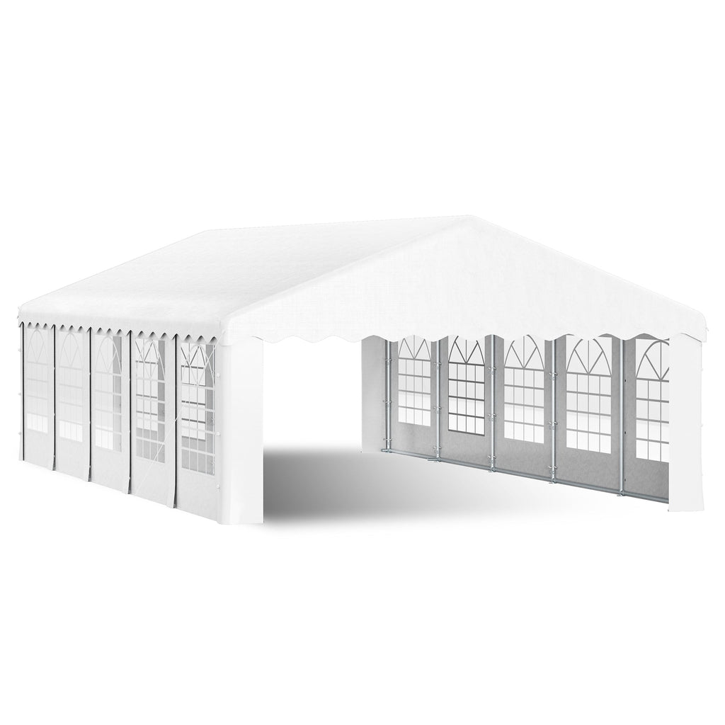 HOMREST 16x32 Ft Heavy Duty Party Tent Gazebo For Events Weddings BBQs Removable Sidewall Windows Storage Bags Included White