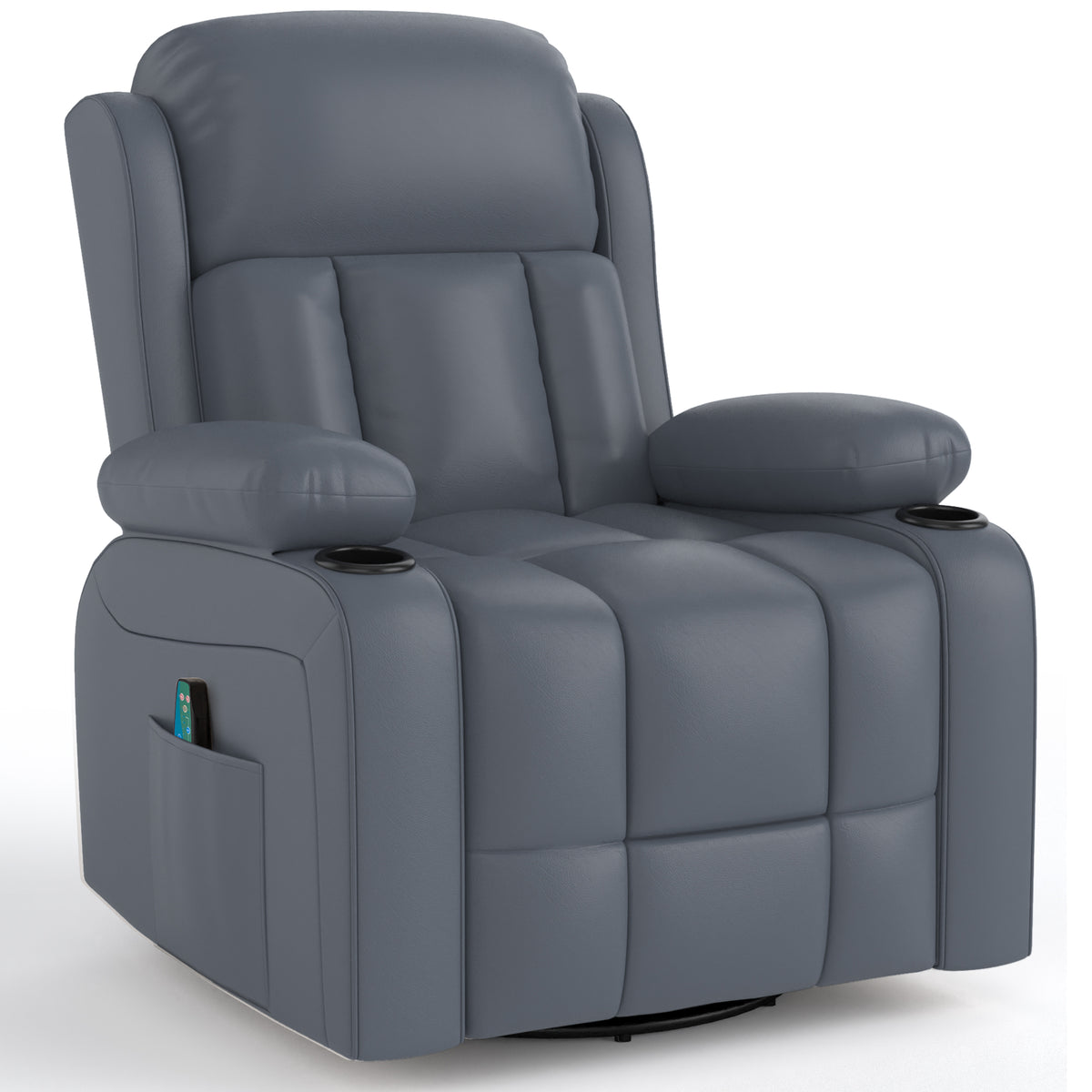 Gray-blue massage recliner product image 1