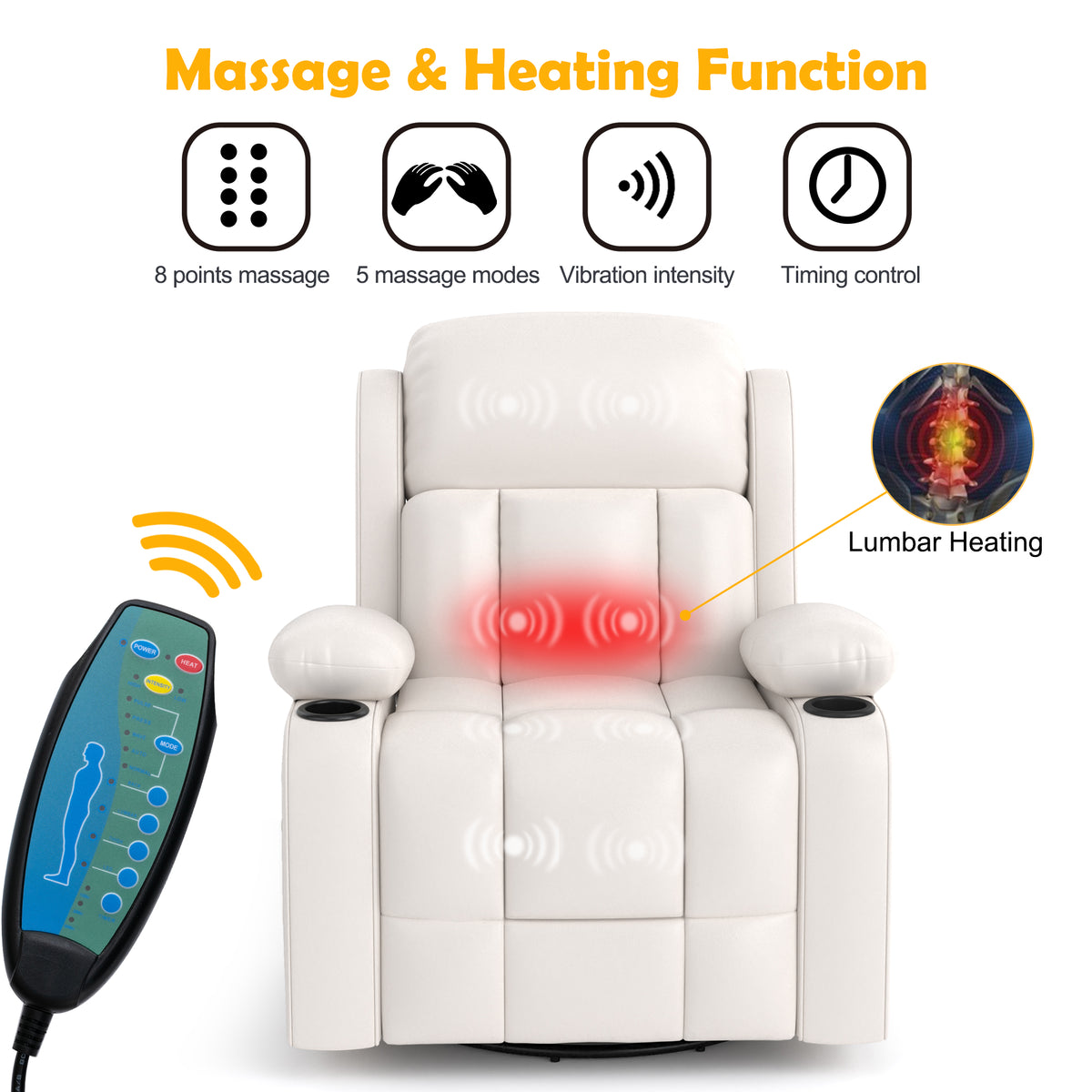 White massage recliner product image 2