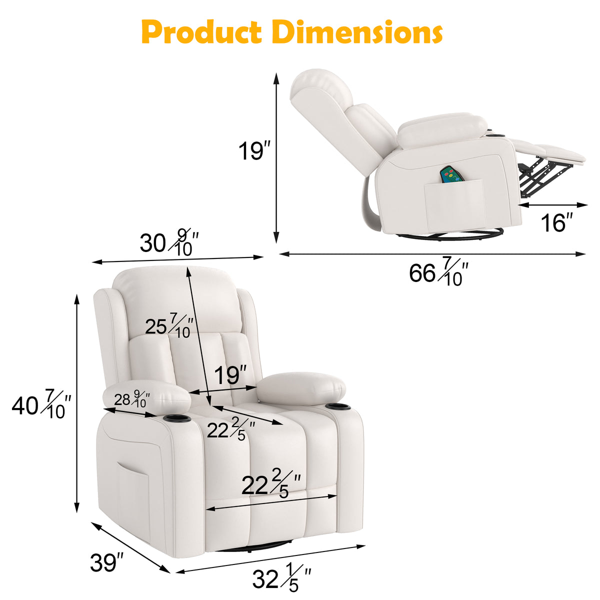 White massage recliner product image 3