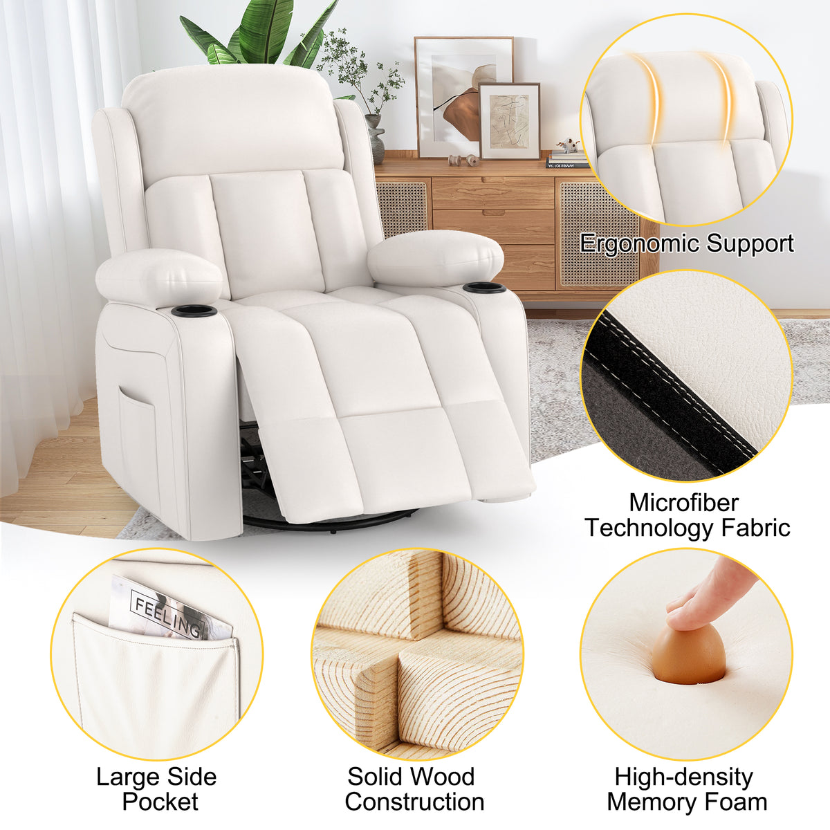 White massage recliner product image 6