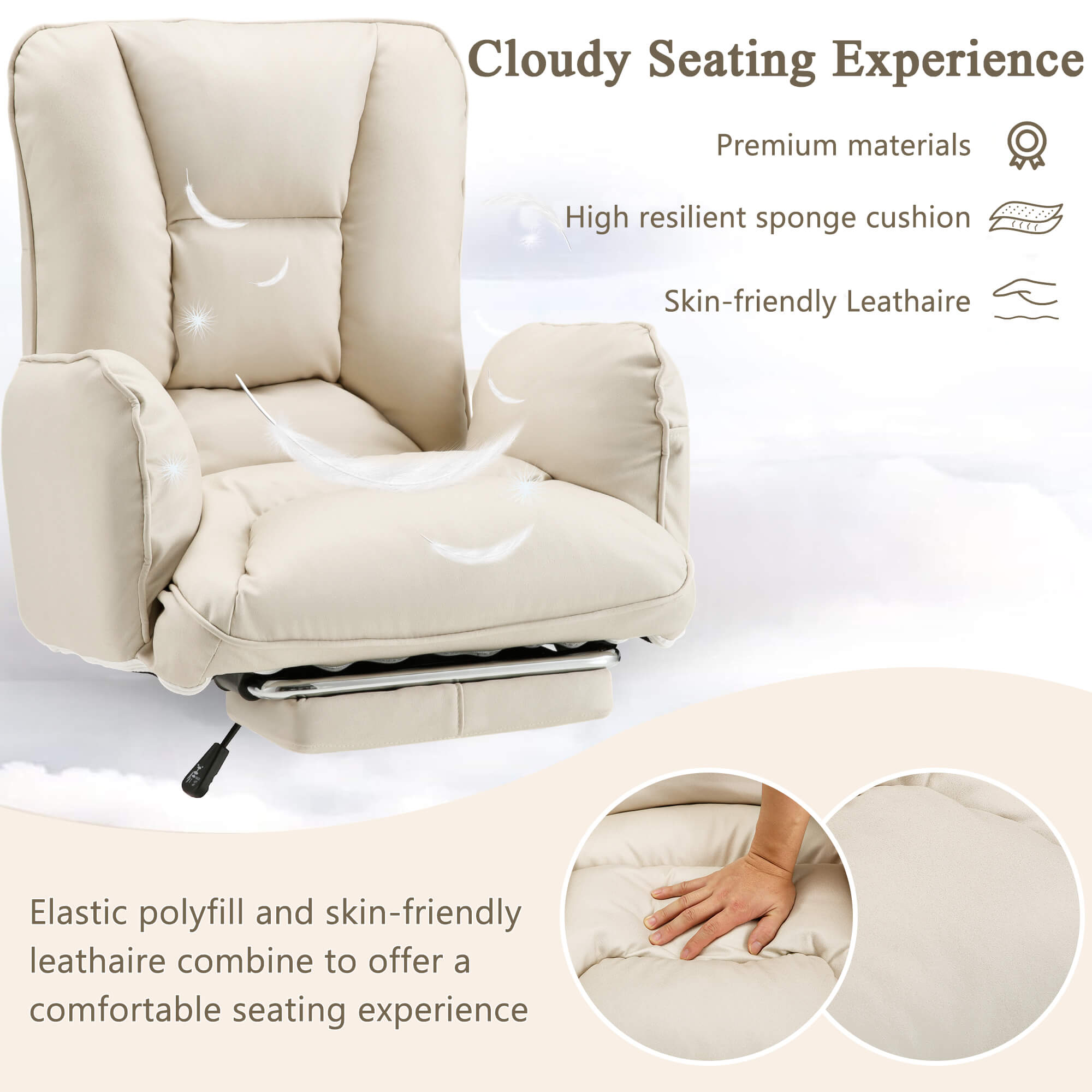 Homrest Ergonomic High Back Office Chair with Footrest and Lumbar Support – Beige