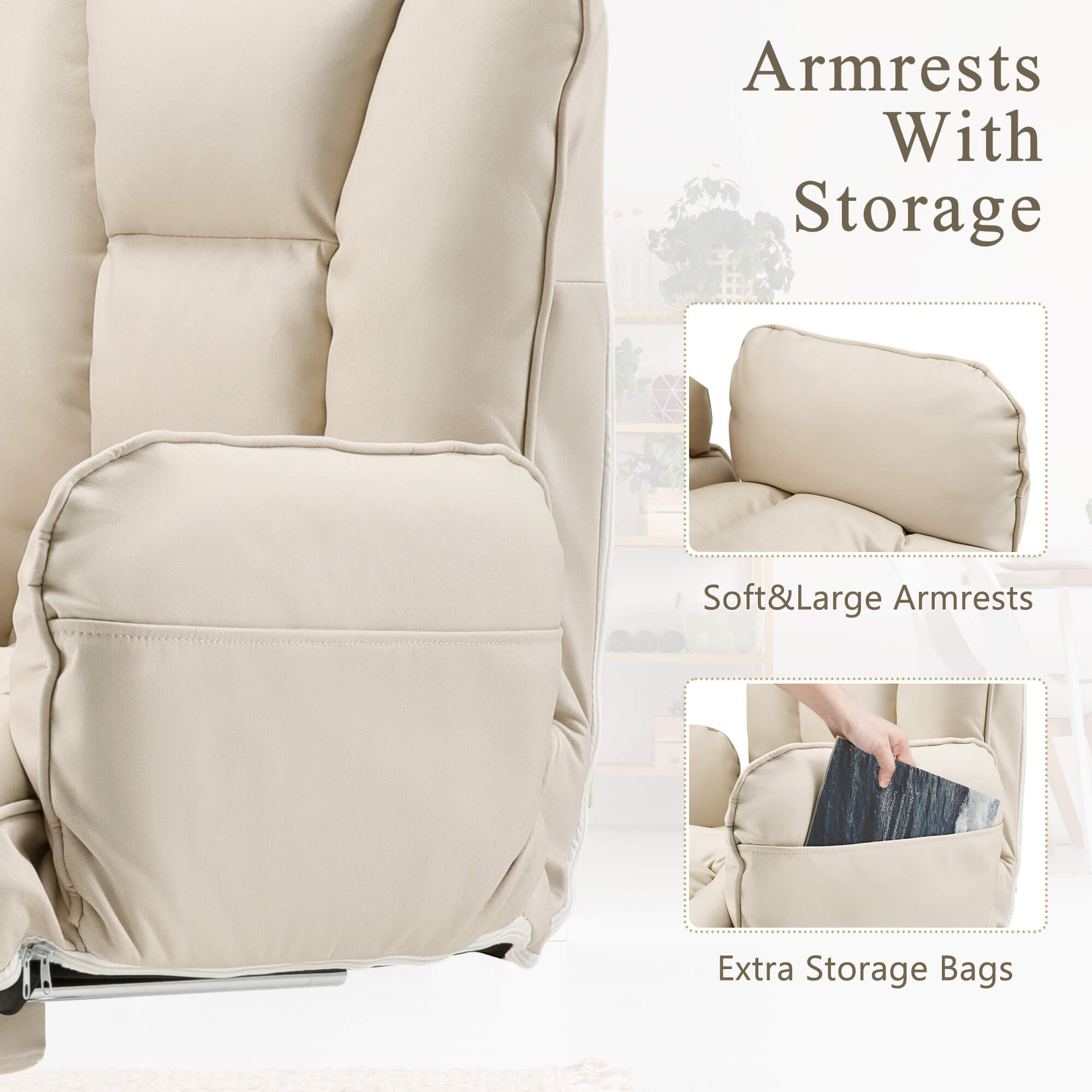 Homrest Ergonomic High Back Office Chair with Footrest and Lumbar Support – Beige