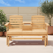 HOMREST Outdoor Glider Chair with Cup Holders, Garden and Park Chair, All-Weather Porch Glider Bench