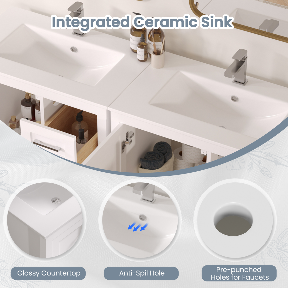 30-inch white bathroom vanity product image 4