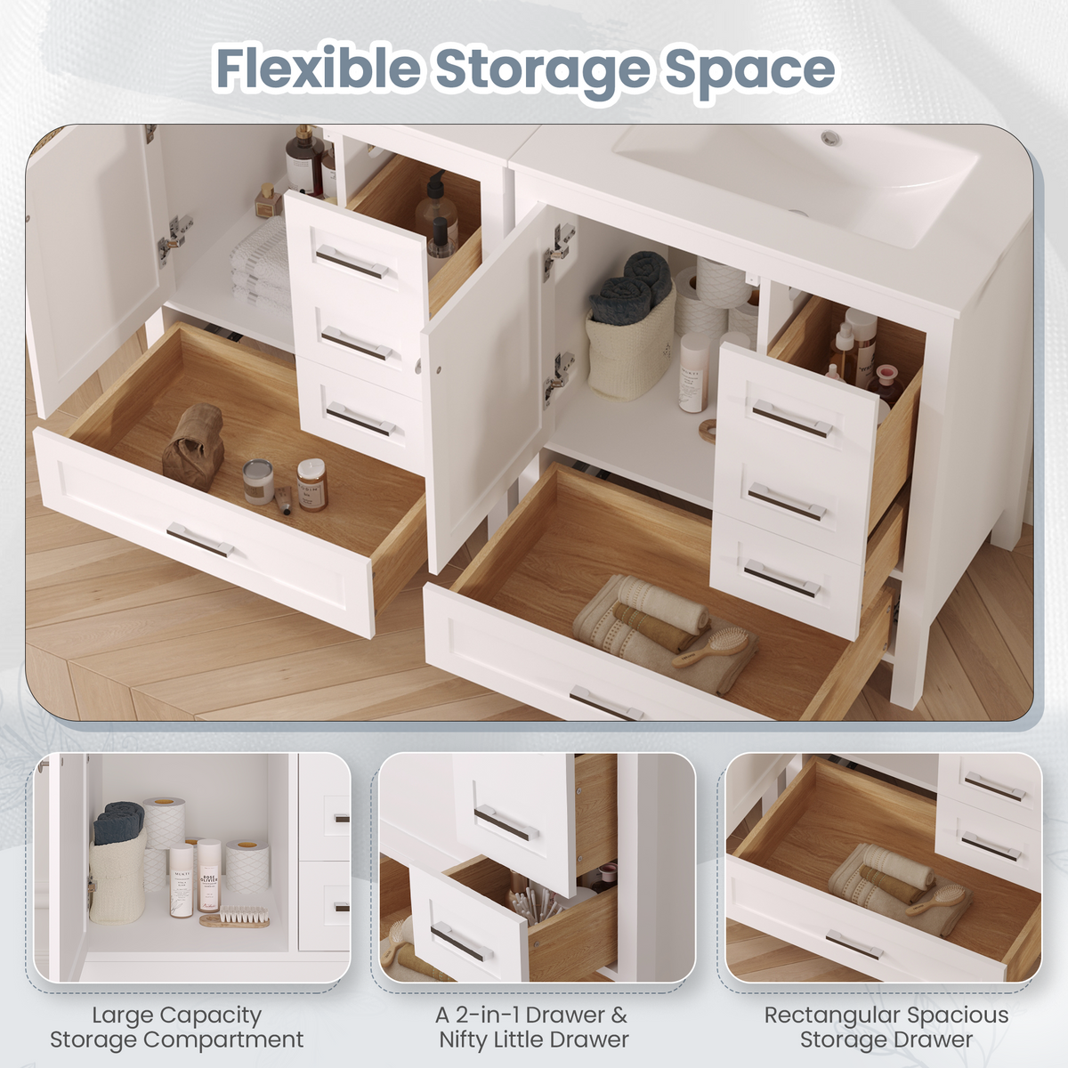 30-inch white bathroom vanity product image 6