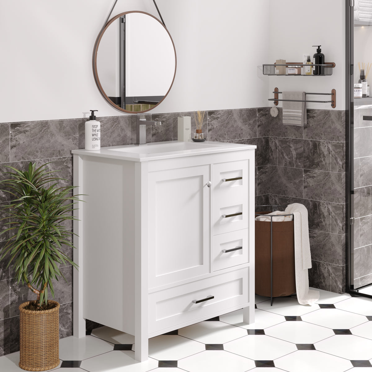 30-inch white bathroom vanity product image 10