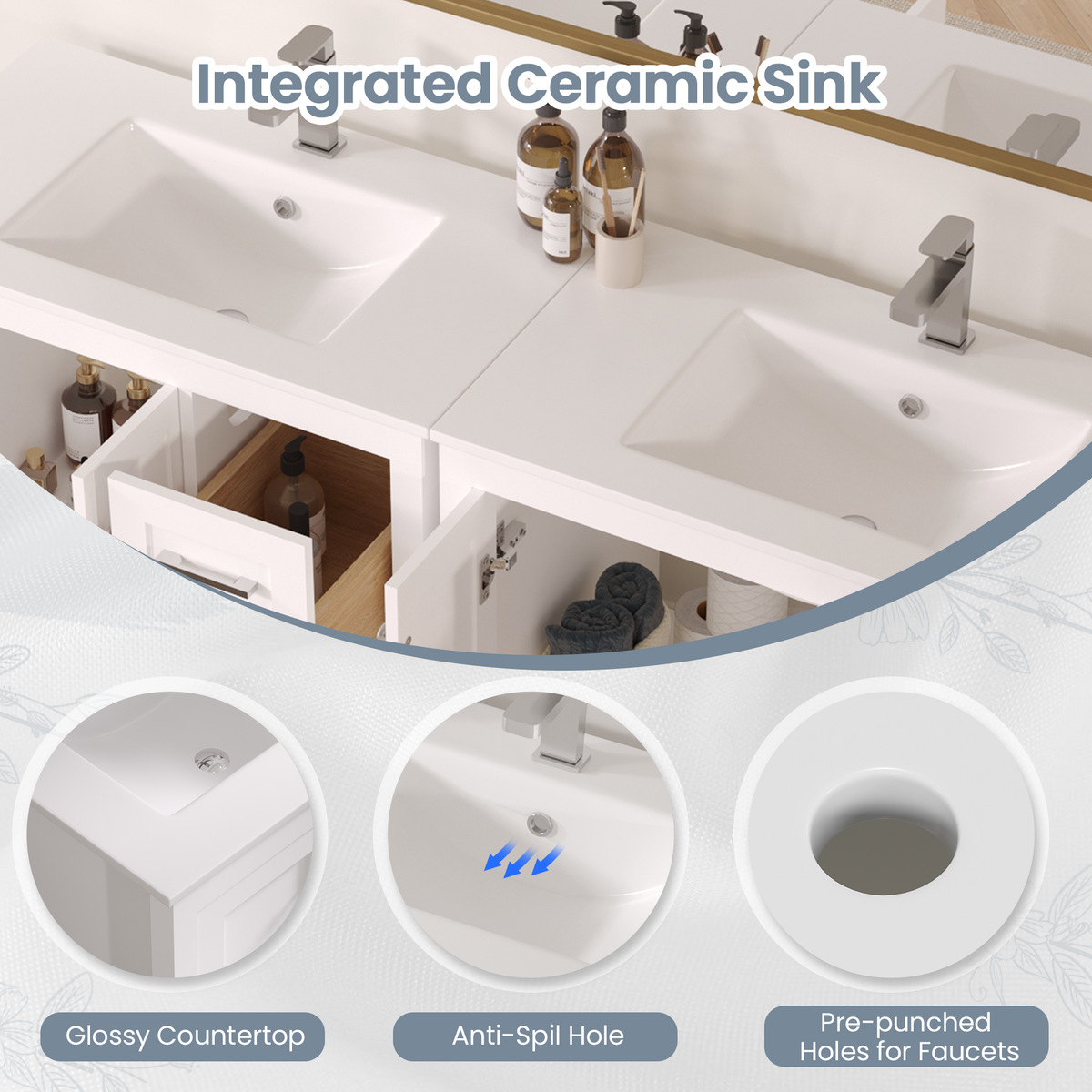 32-inch white bathroom vanity product image 4