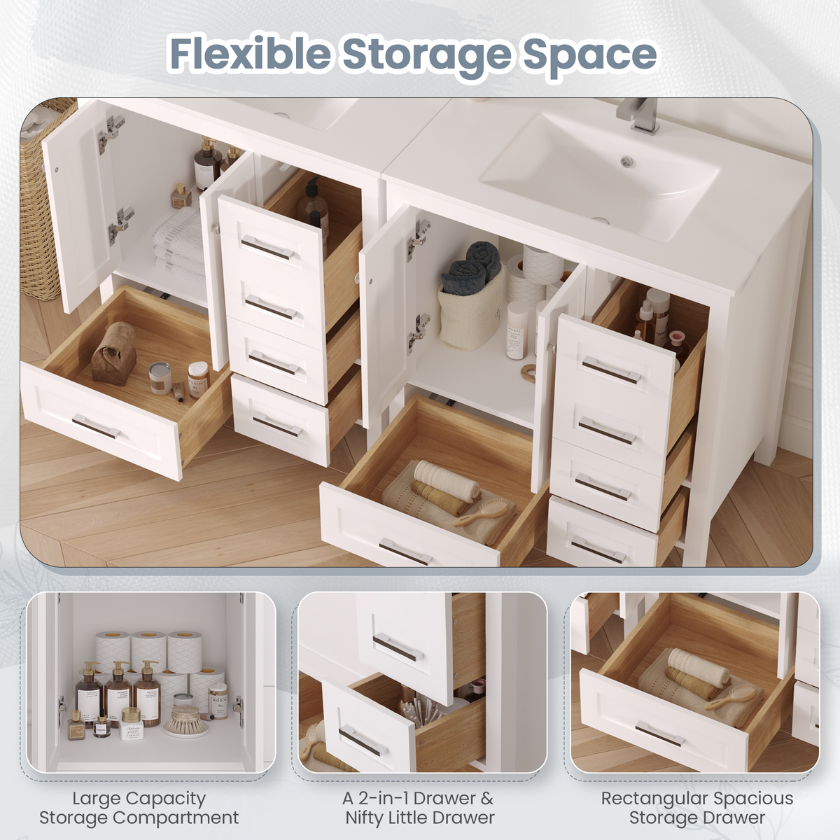 32-inch white bathroom vanity product image 6
