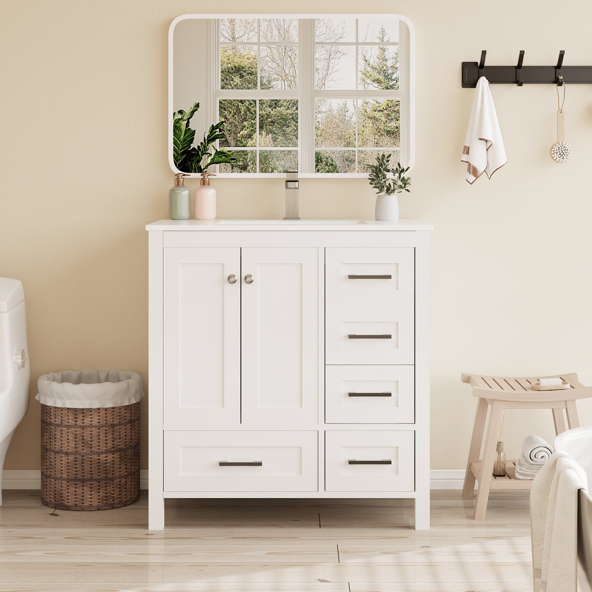 32-inch white bathroom vanity product image 9