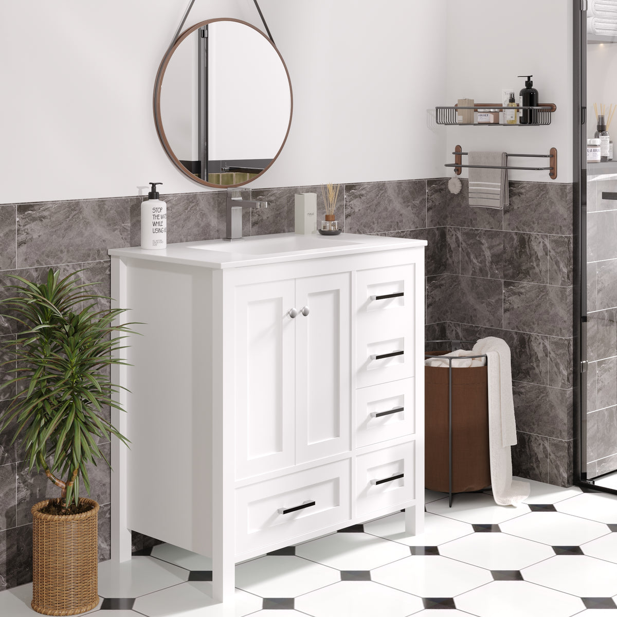 32-inch white bathroom vanity product image 10