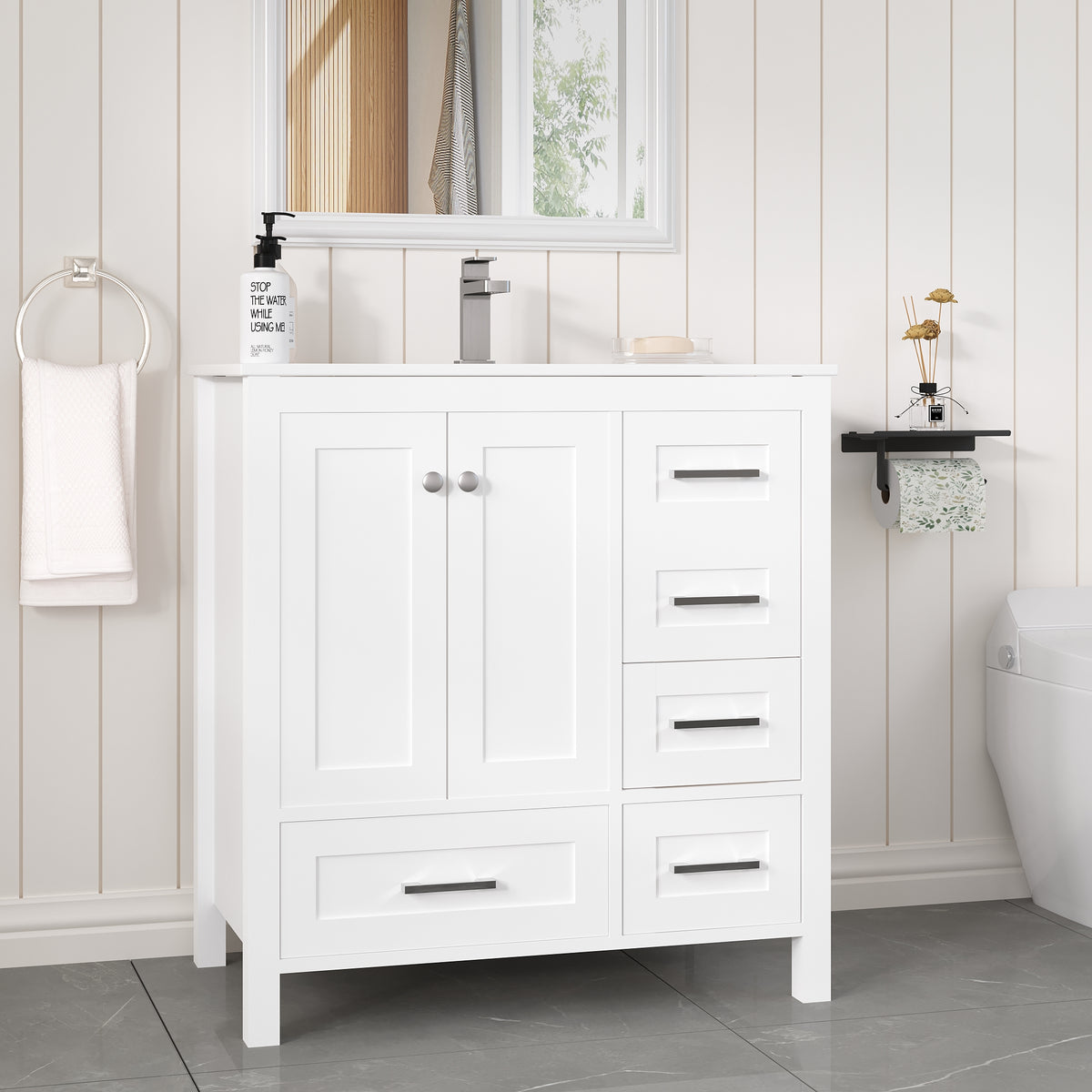 32-inch white bathroom vanity product image 11