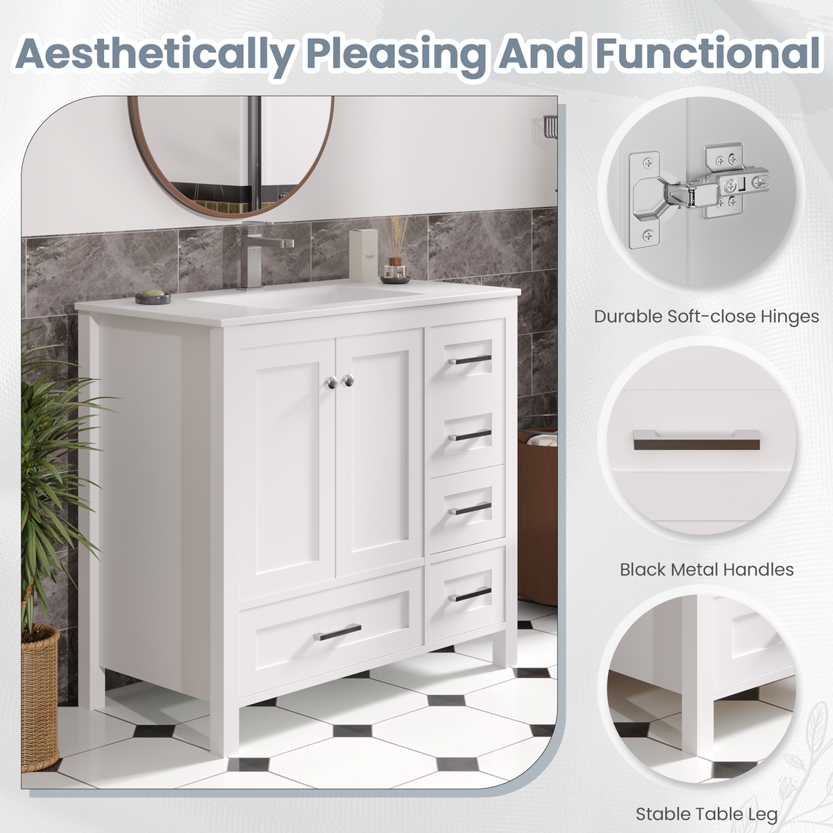 36-inch white bathroom vanity product image 5