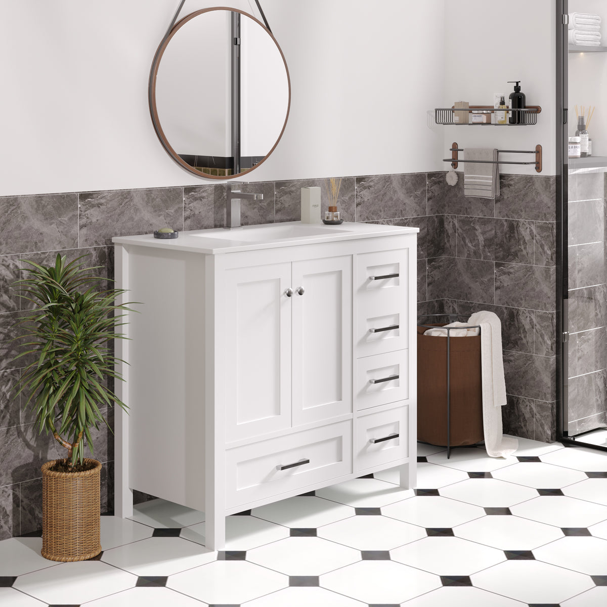 36-inch white bathroom vanity product image 10
