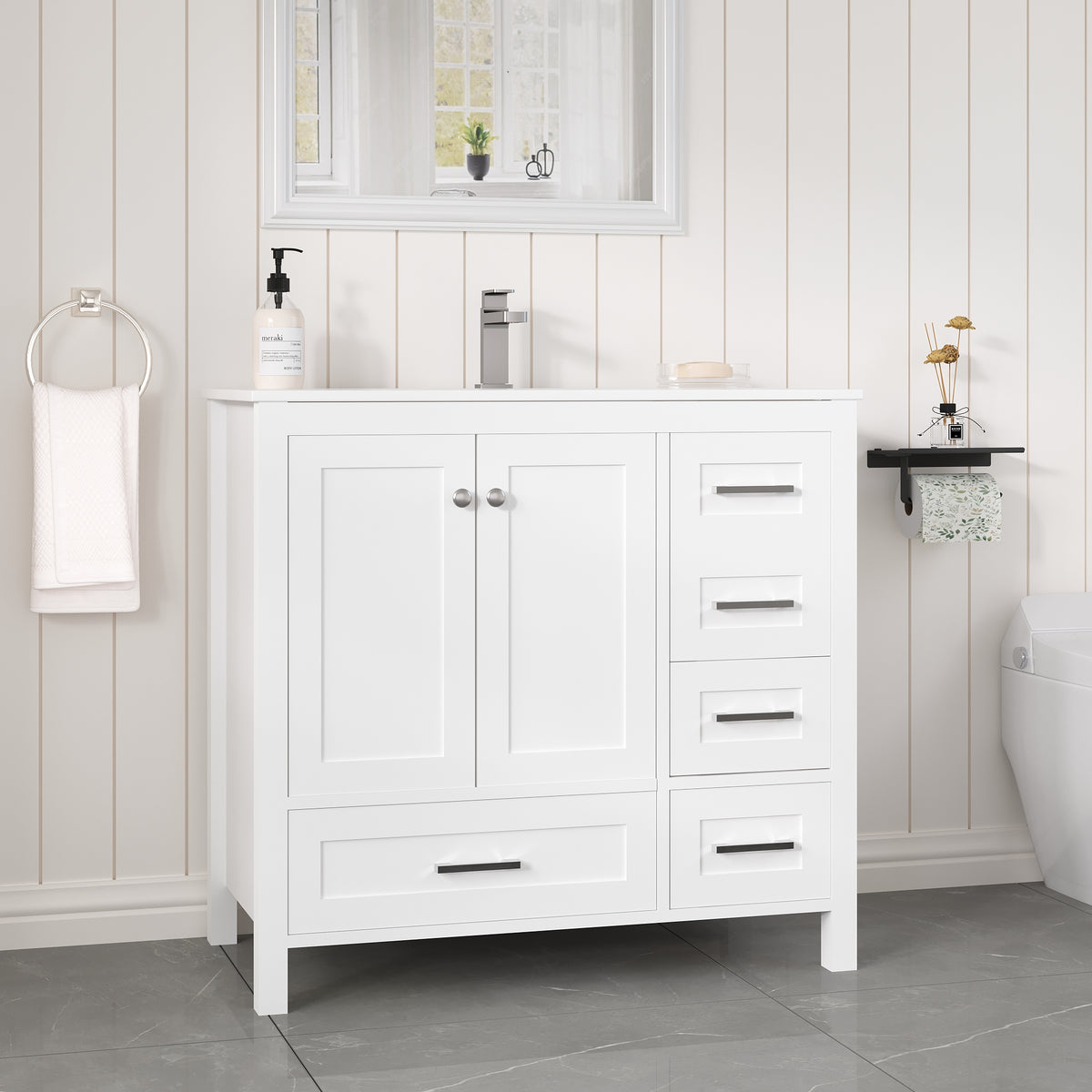 36-inch white bathroom vanity product image 11
