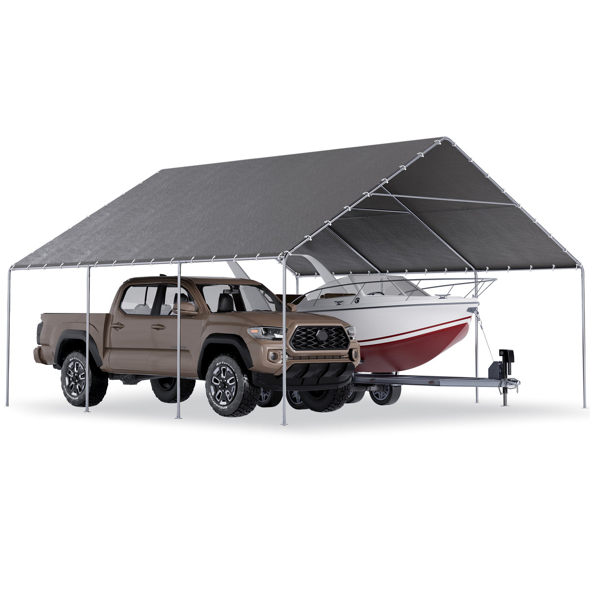 HOMREST 20x20 grey metal carport product image 1