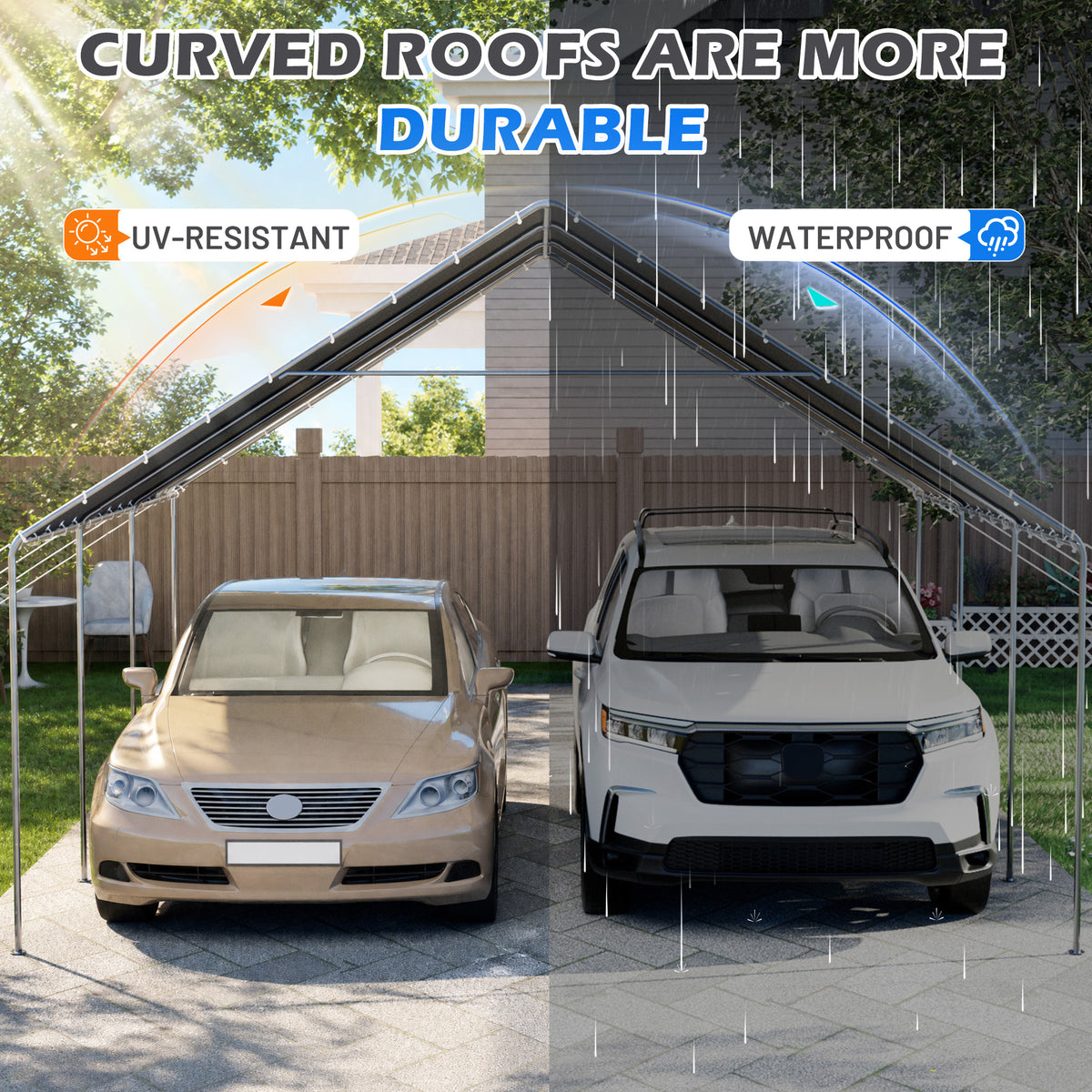 HOMREST 20x20 grey metal carport product image 5