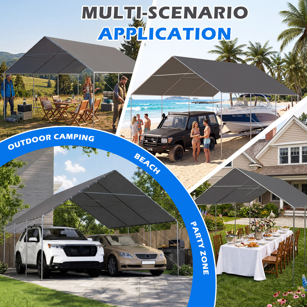 HOMREST 20x20 grey metal carport product image 6