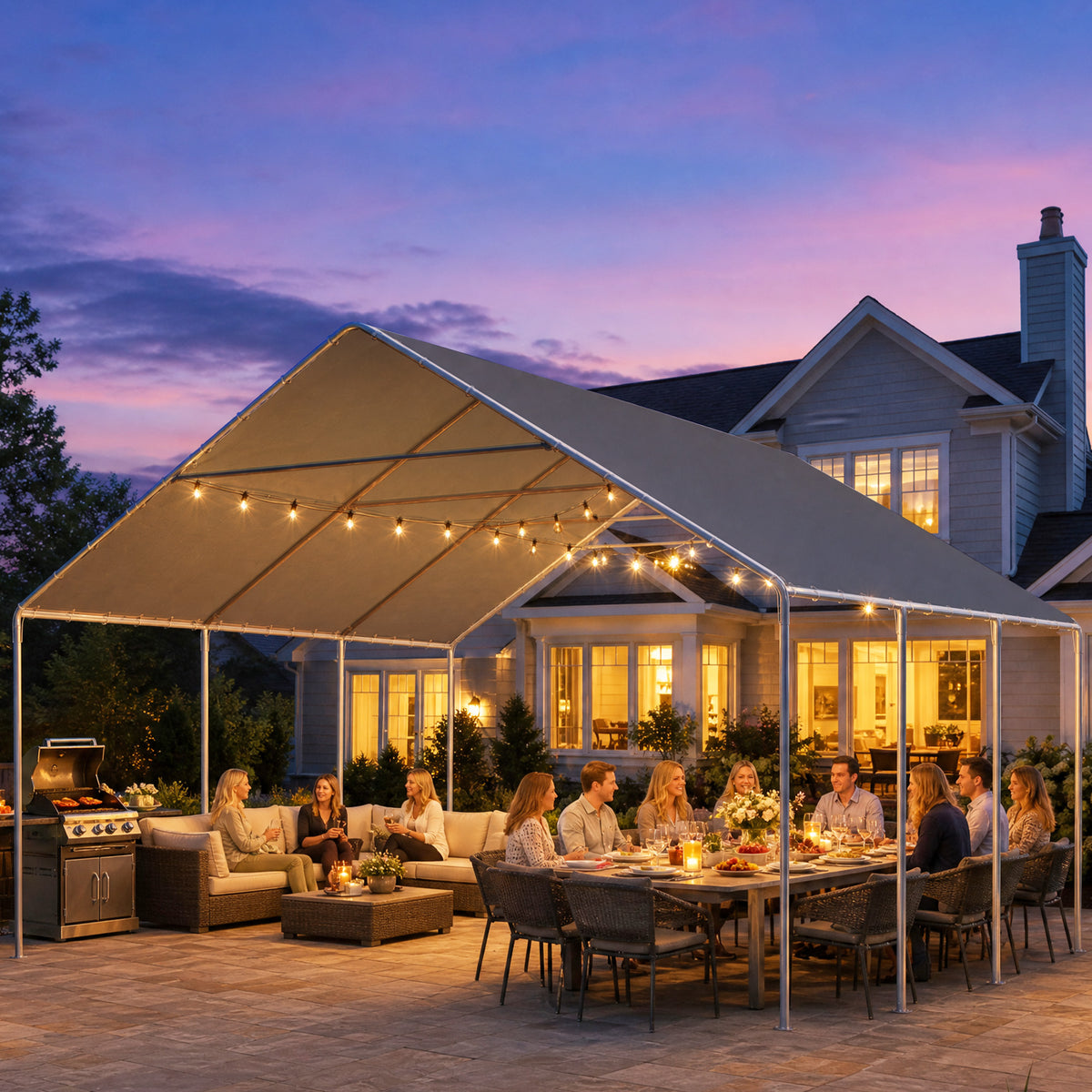 HOMREST 20x20 grey metal carport product image 8
