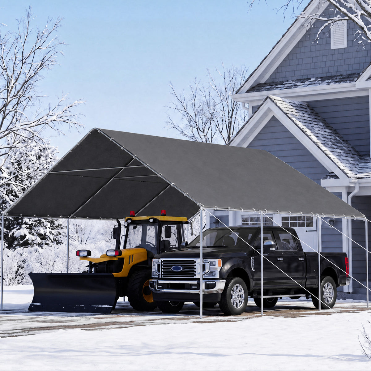 HOMREST 20x20 grey metal carport product image 10