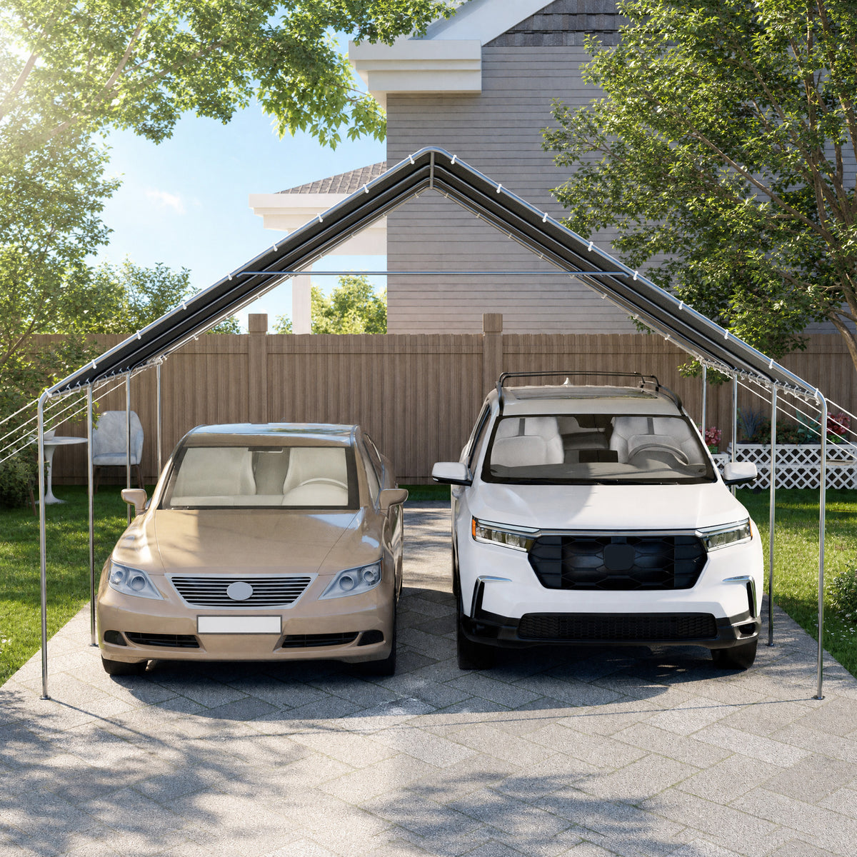 HOMREST 20x20 grey metal carport product image 12
